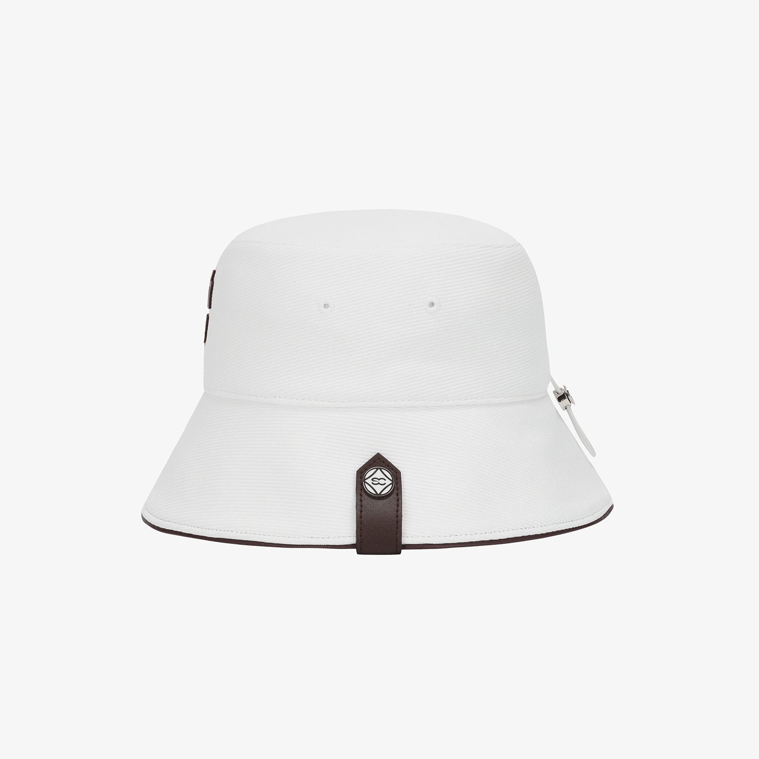 Mũ golf nữ dáng bucket màu trắng chữ nổi nâu — ảnh 4