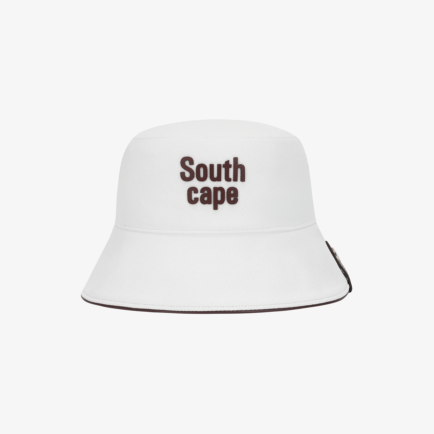 Mũ golf nữ dáng bucket màu trắng chữ nổi nâu — ảnh 2