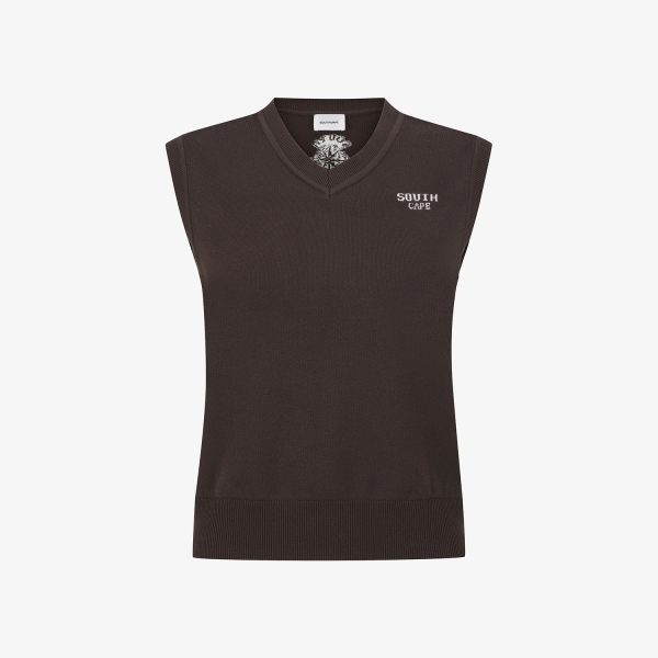 Áo vest golf nữ cổ tim sleeveless màu nâu Southcape