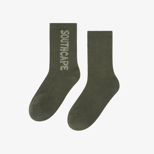 Tất golf nữ cổ trung màu kaki dệt chữ Southcape nổi bật