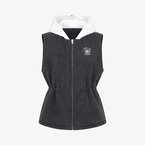 Áo vest golf nữ Southcape không tay màu xám phối mũ trắng