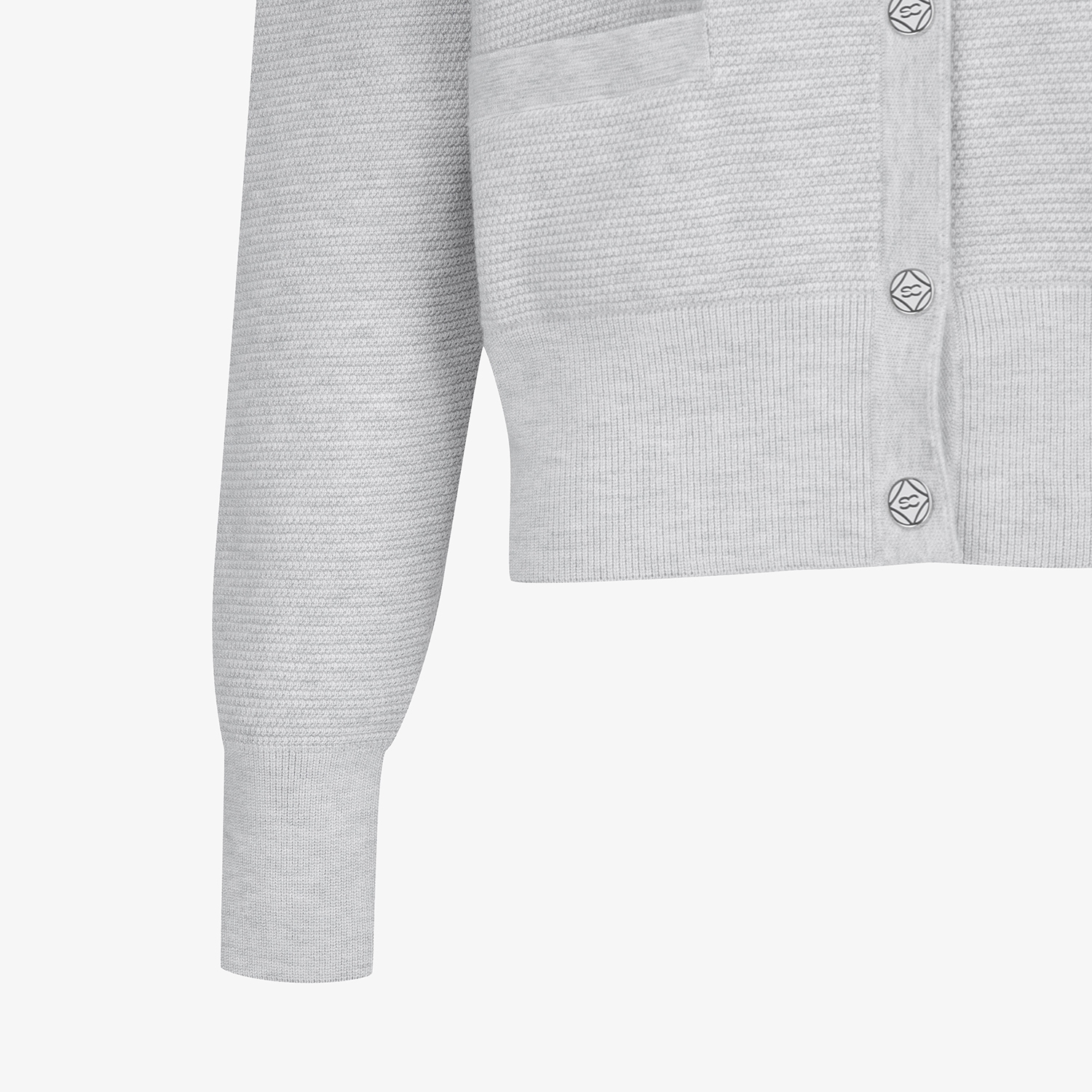 Áo knit nữ có mũ màu xám nhạt — ảnh 5
