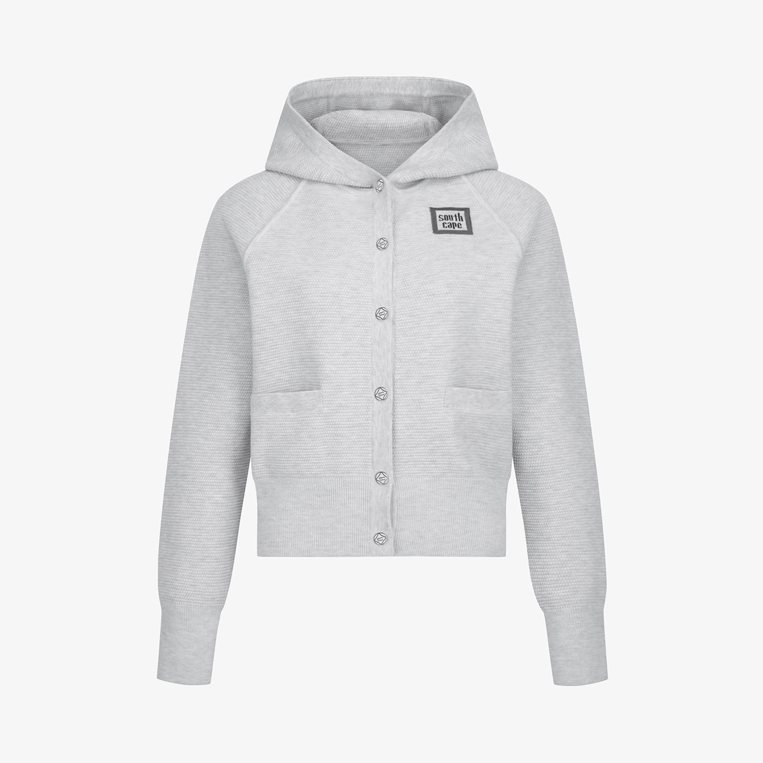 Áo knit nữ có mũ màu xám nhạt — ảnh 2