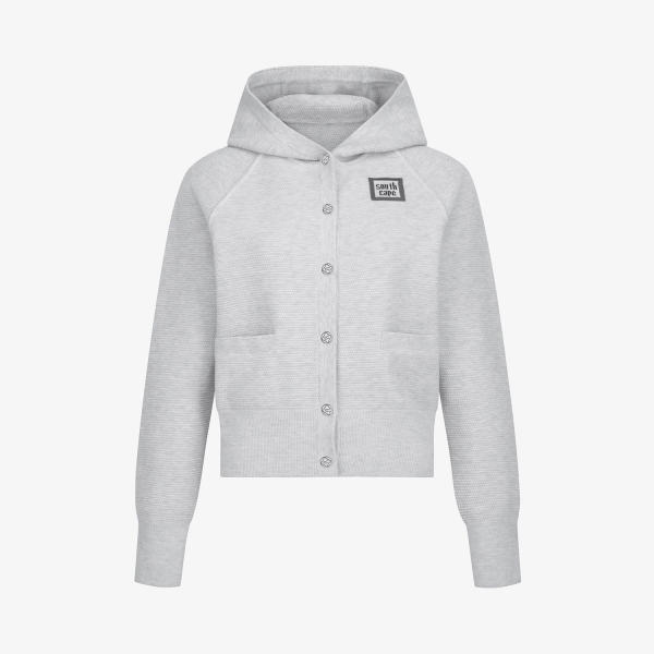 Áo knit golf nữ màu xám nhạt có mũ cài nút thương hiệu Southcape