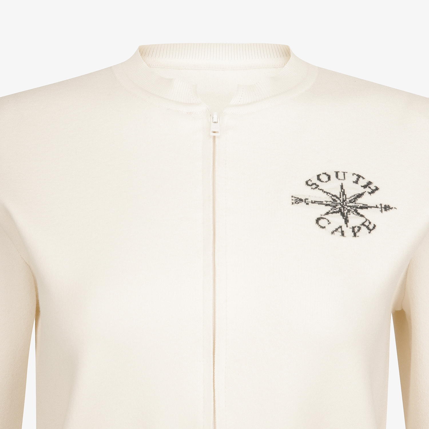 Áo knit golf nữ cổ trụ màu kem — ảnh 4