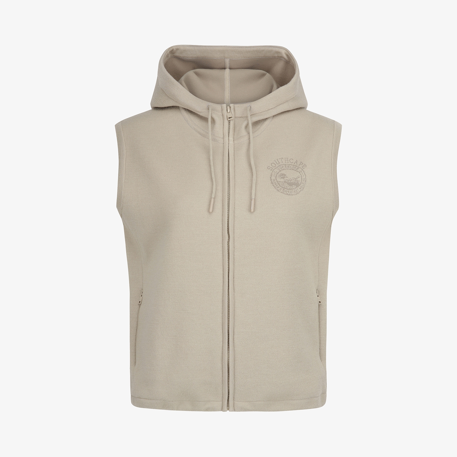 Áo vest golf nữ không tay có mũ màu be — ảnh 2