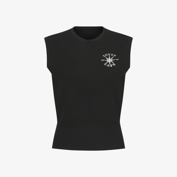 Áo vest golf nữ màu đen dáng suông logo Southcape trên ngực