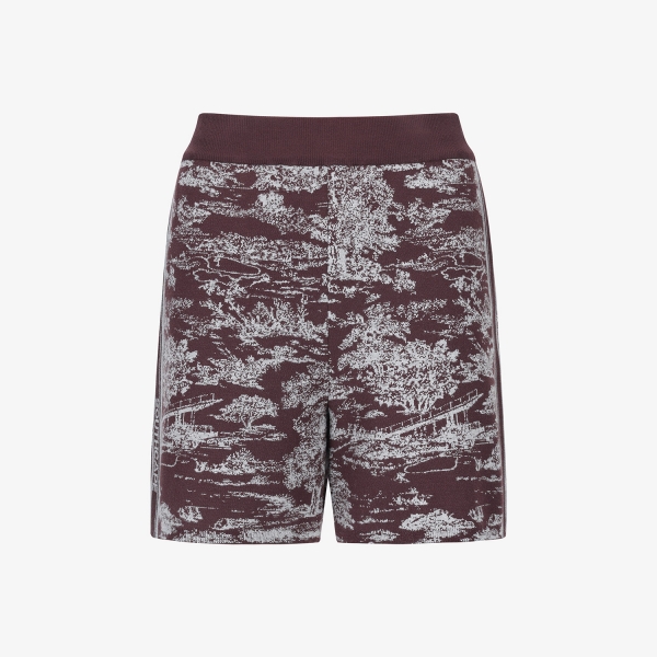 Quần golf nữ họa tiết vintage màu đỏ rượu vang Southcape