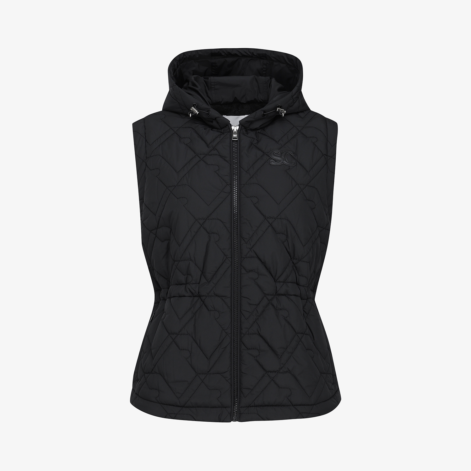 Áo vest golf nữ phom ôm có mũ màu đen — ảnh 2
