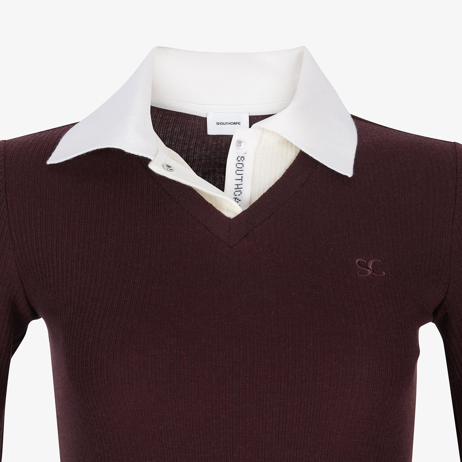 Áo golf nữ tay dài cổ sơ mi màu nâu — ảnh 4