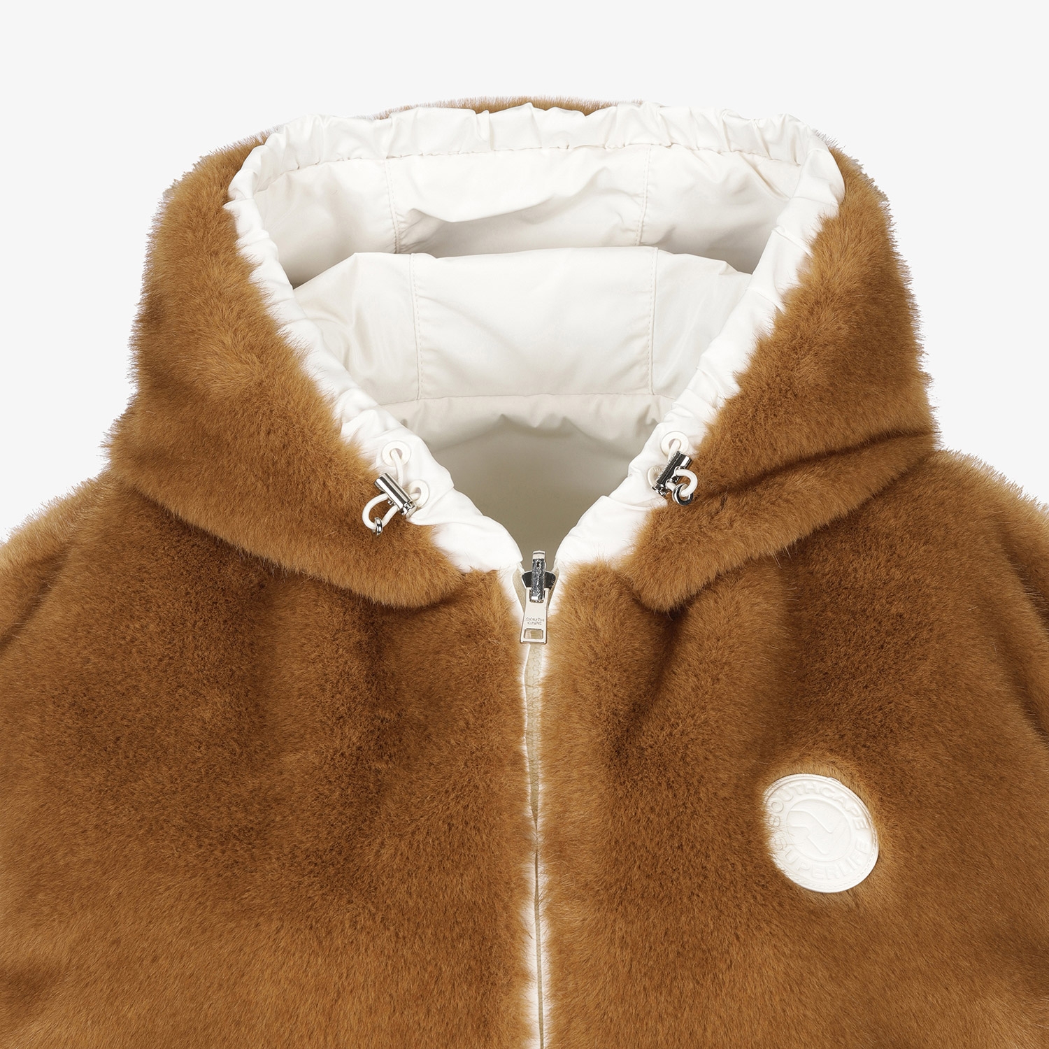 Áo vest golf nữ lông mềm màu nâu có mũ — ảnh 4