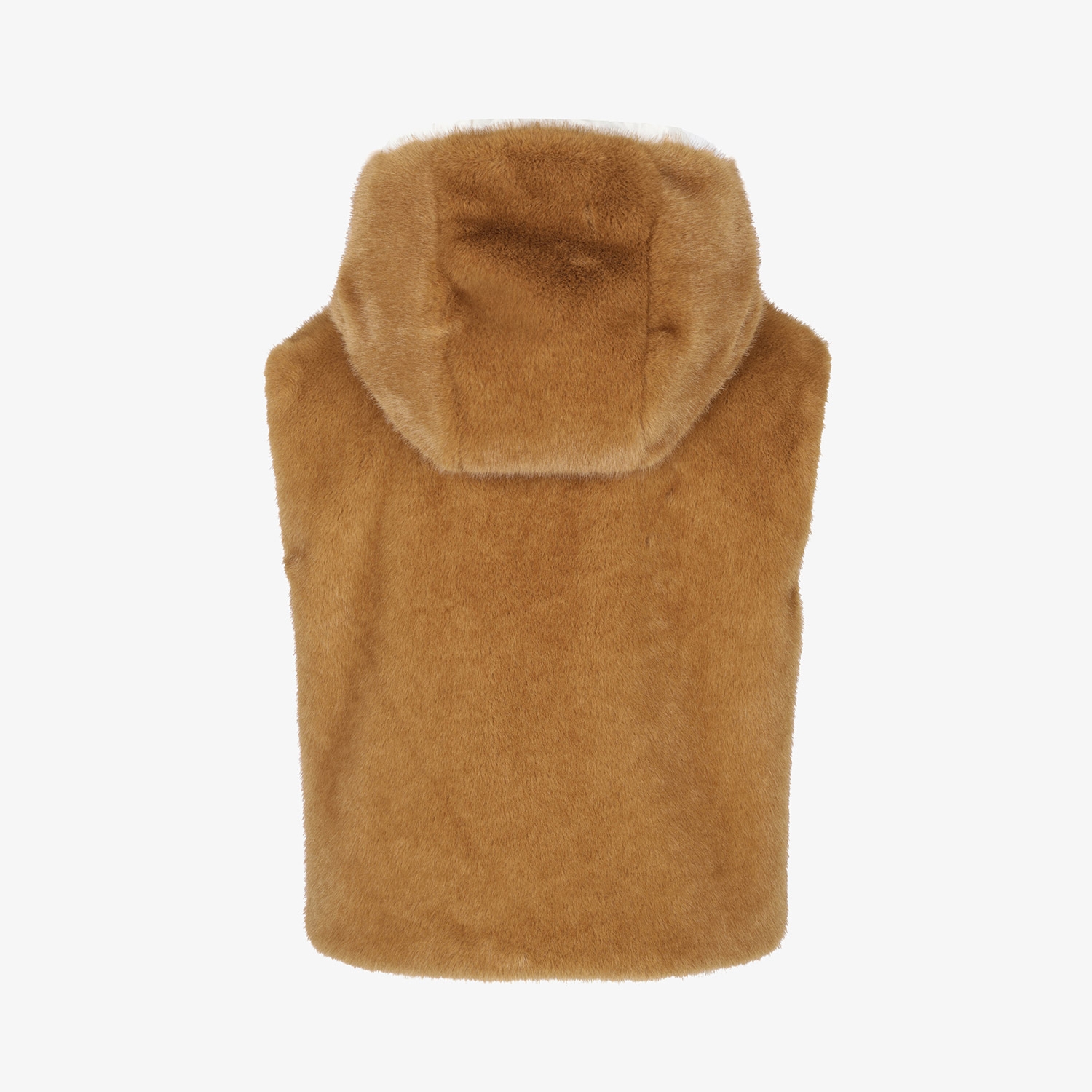 Áo vest golf nữ lông mềm màu nâu có mũ — ảnh 3