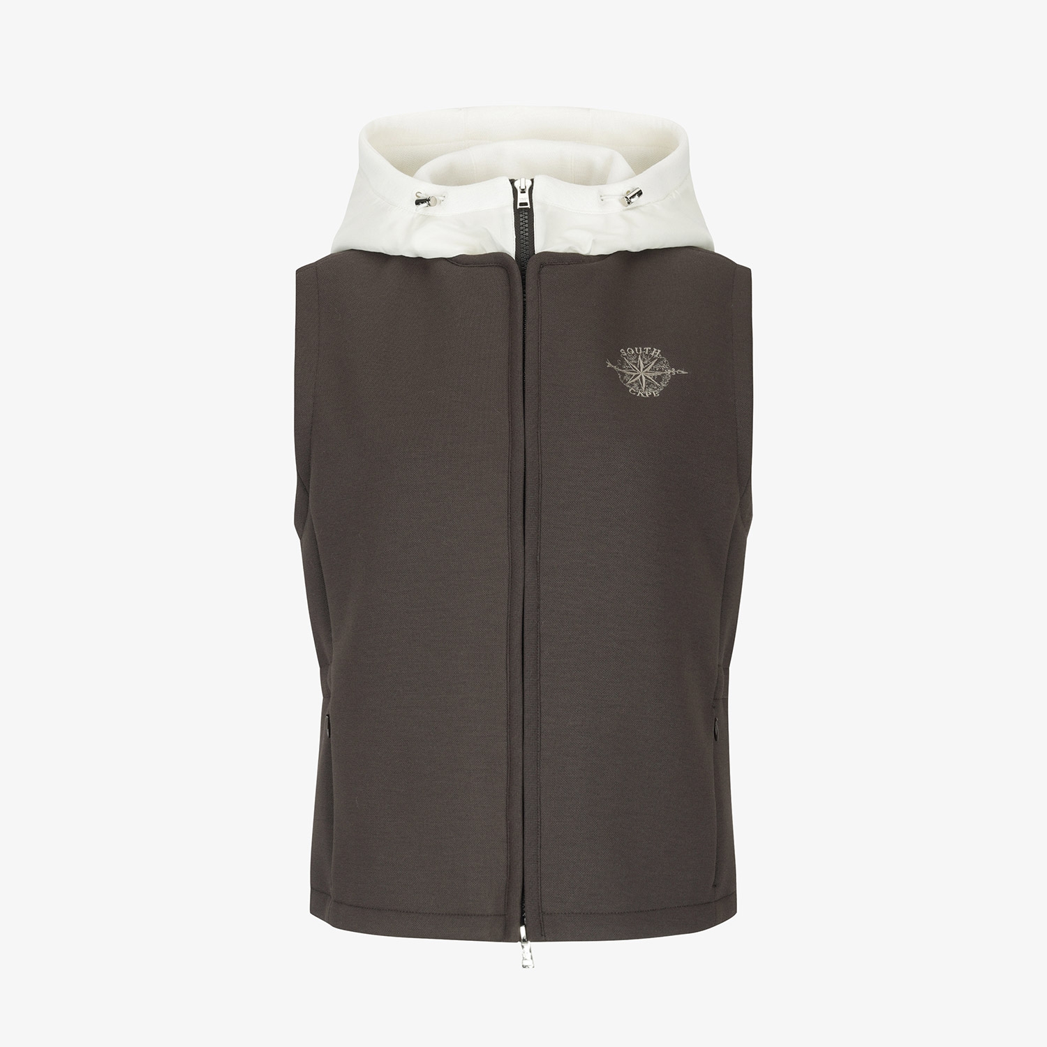 Áo vest golf nữ nâu phối mũ trắng không tay — ảnh 2