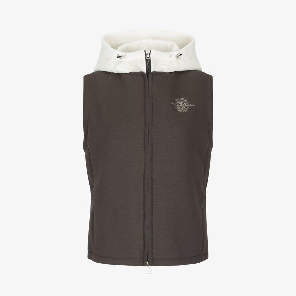 Áo vest golf nữ màu nâu phối mũ trắng không tay Southcape
