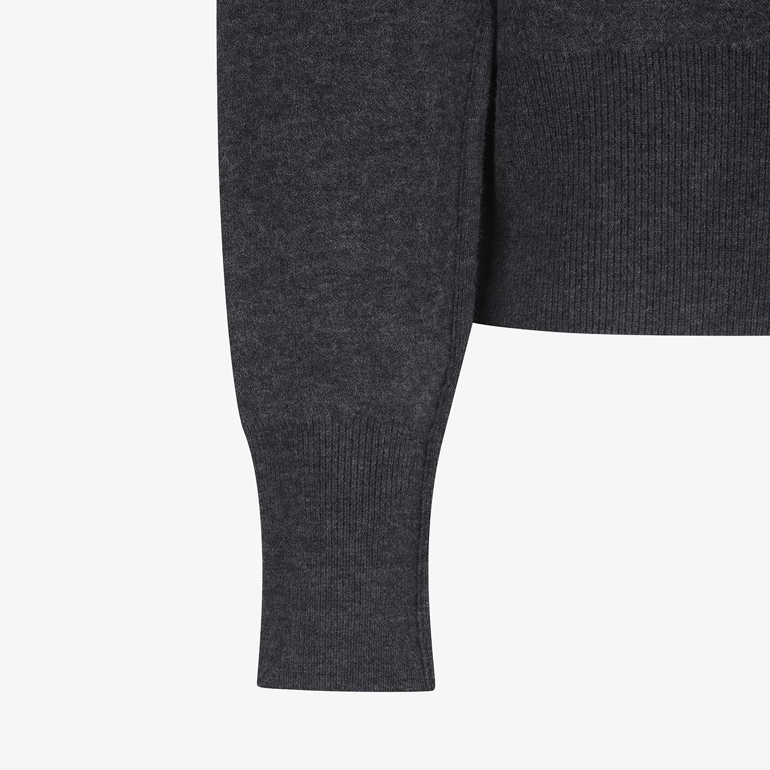 Áo knit golf nữ cổ đứng phối sọc màu xám đậm — ảnh 5
