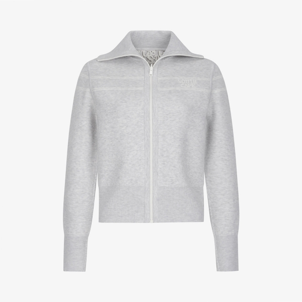 Áo knit golf nữ Southcape màu xám cổ ve mở khóa zip trước tay dài