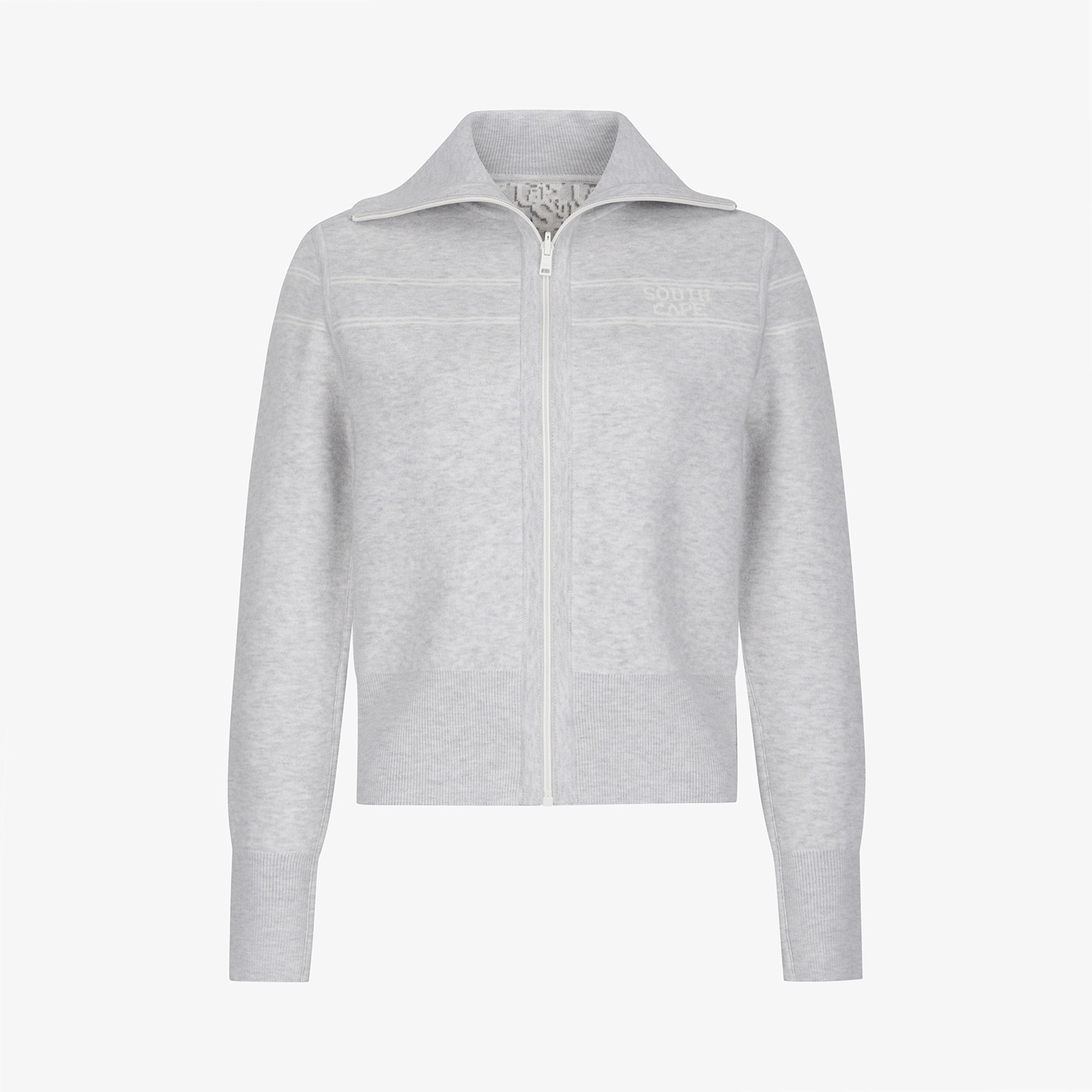 Áo knit golf nữ cổ ve zip màu xám — ảnh 2