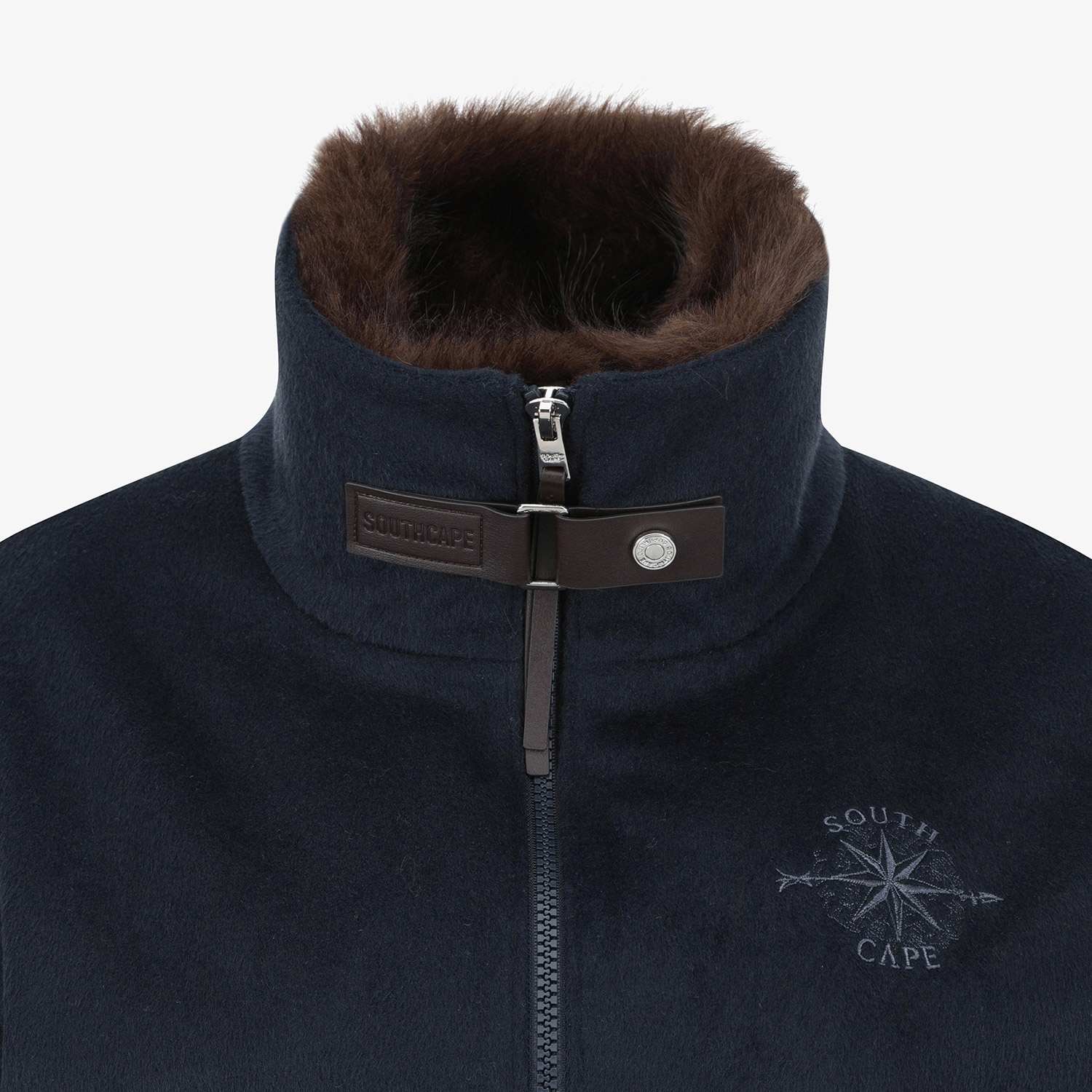 Áo khoác golf nữ cổ lông màu xanh navy đậm — ảnh 5