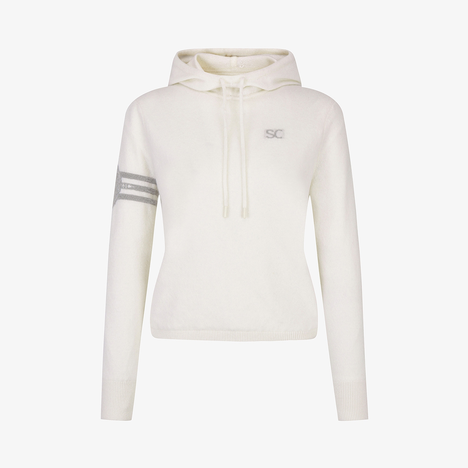 Áo knit golf nữ tay dài có mũ màu trắng — ảnh 2