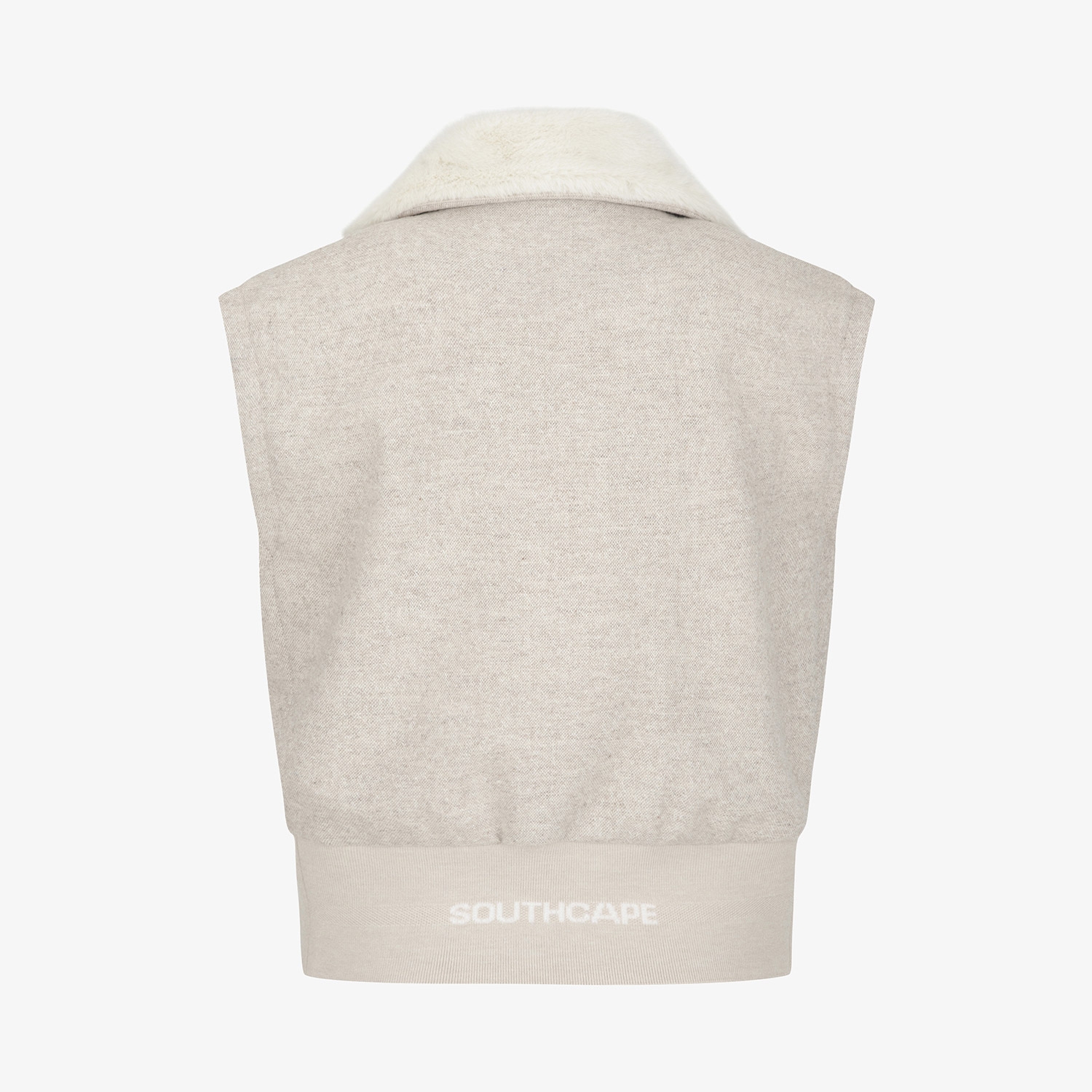 Áo vest golf nữ dáng suông cổ lông màu be — ảnh 3