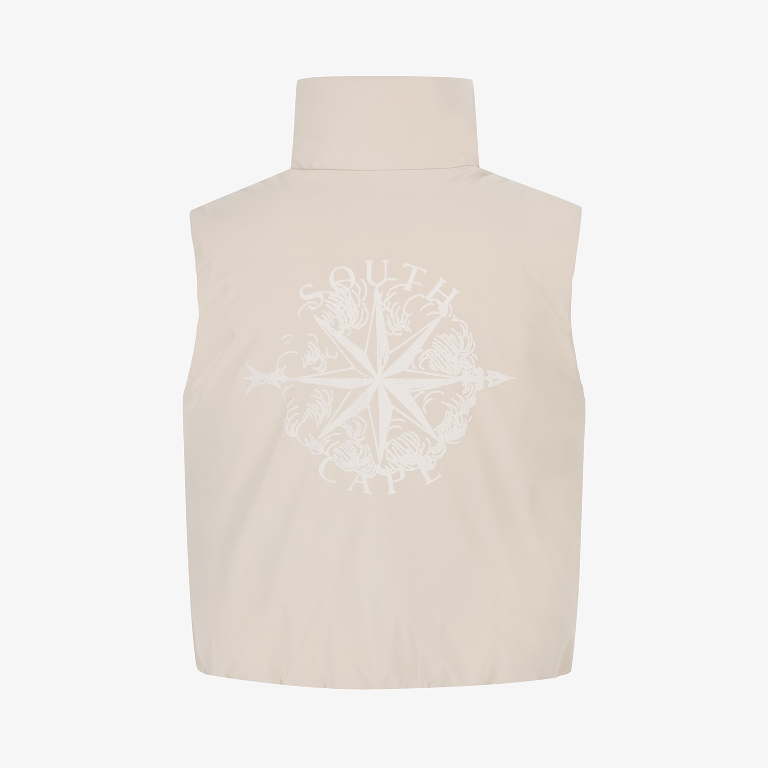 Áo vest golf nữ cổ cao không tay màu be nhạt — ảnh 3