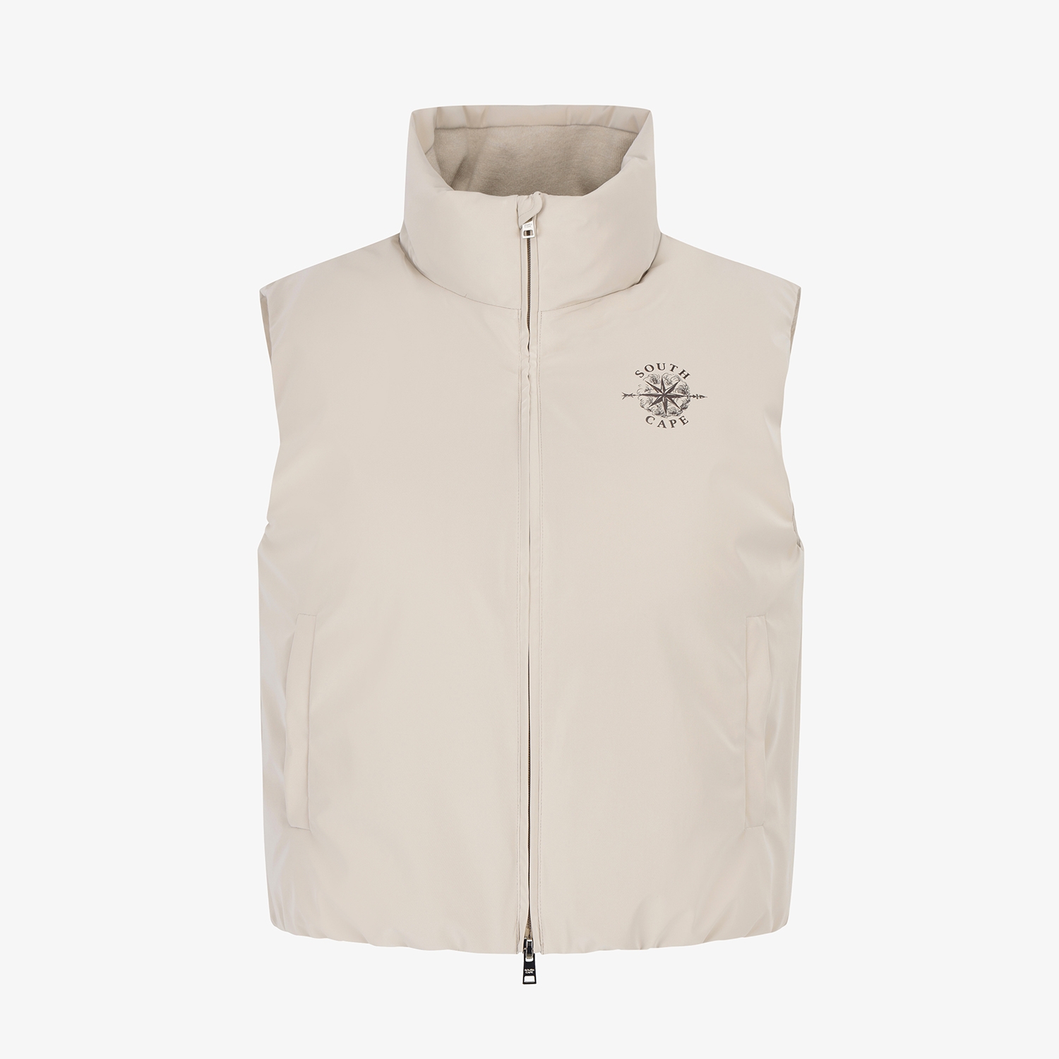 Áo vest golf nữ cổ cao không tay màu be nhạt — ảnh 2