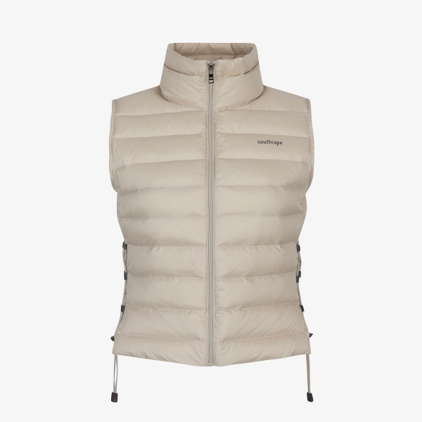 Áo vest golf nữ dáng phao cổ cao màu be nhạt của Southcape