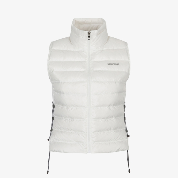 Áo vest golf nữ Southcape dáng gile màu trắng thiết kế khóa kéo trước, thắt dây hai bên