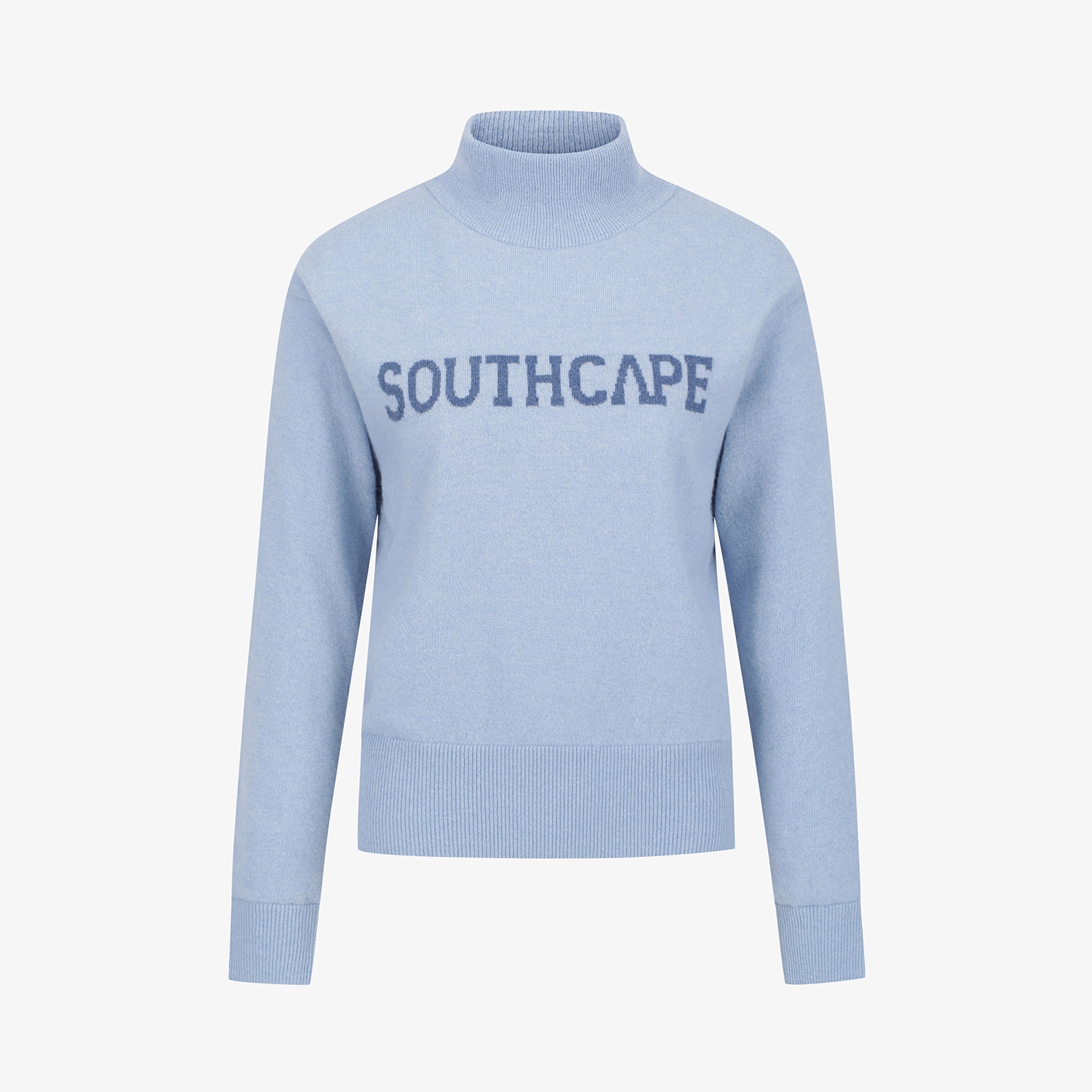 Áo knit golf nữ cổ cao màu xanh dương — ảnh 2