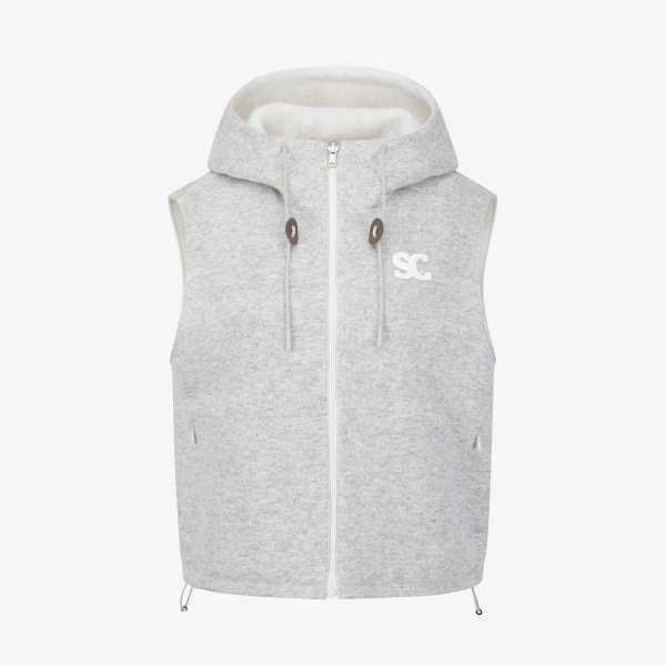 Áo vest golf nữ Southcape màu xám có mũ trùm và dây rút