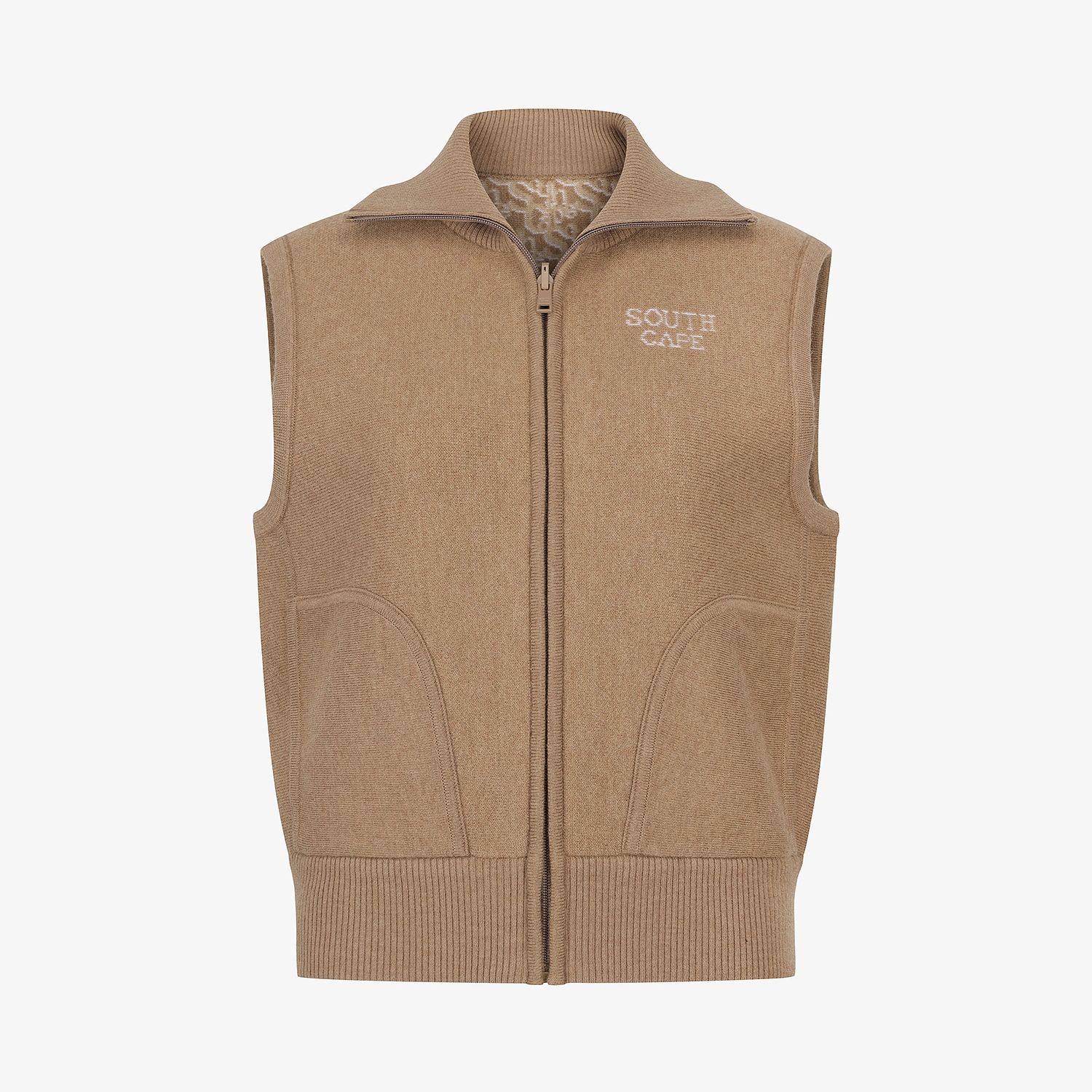 Áo vest golf nữ dáng suông cổ đứng màu be — ảnh 2