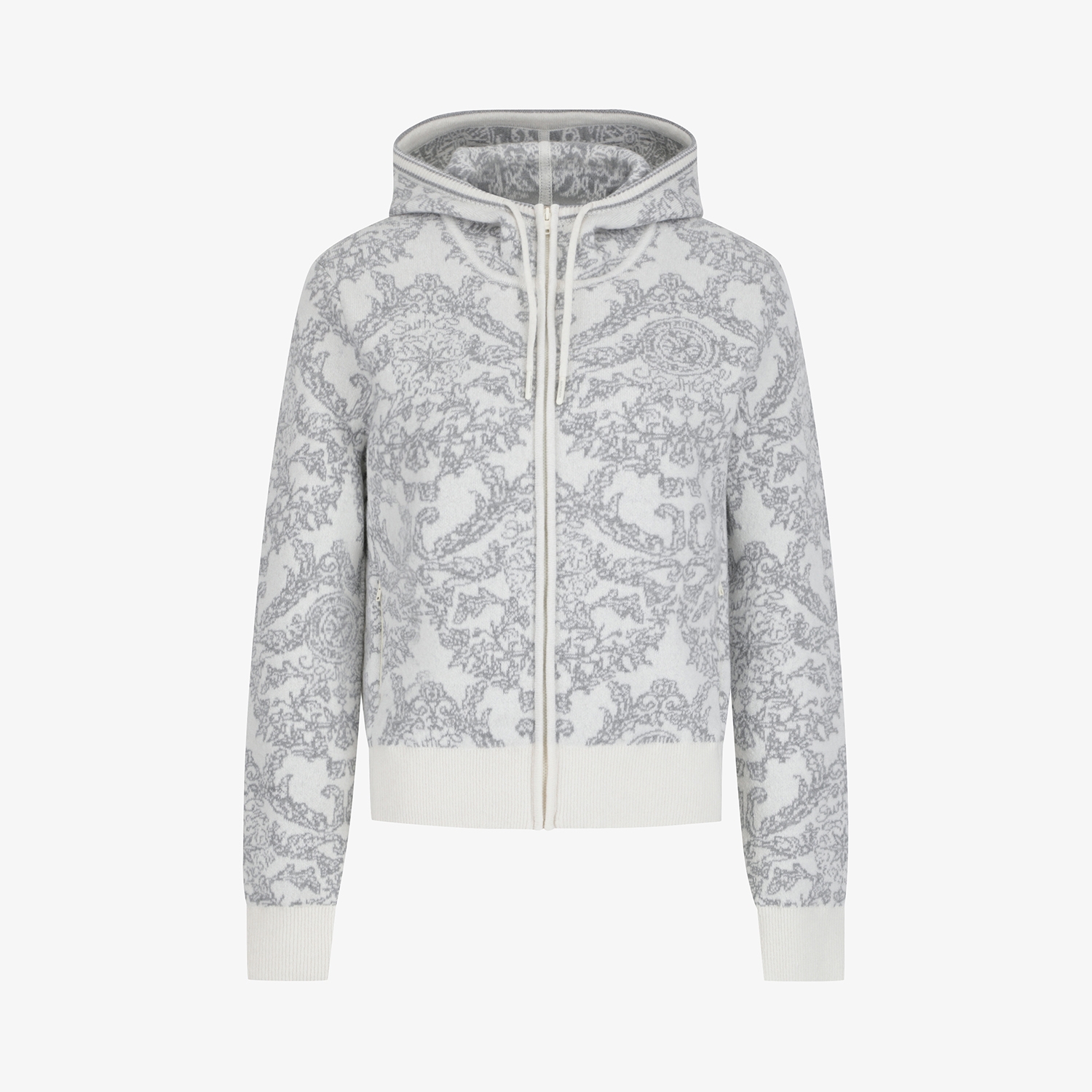 Áo khoác jumper nữ họa tiết hoa văn màu ngà — ảnh 2