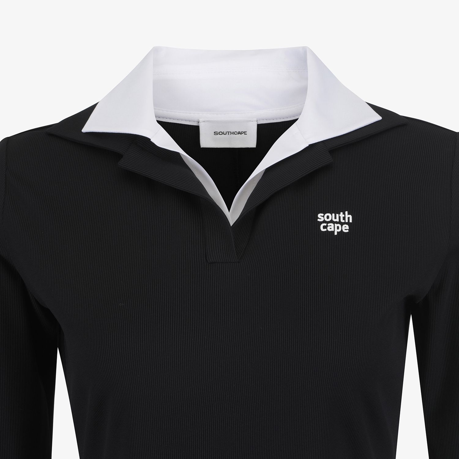 Áo golf nữ tay dài cổ bẻ phối màu đen trắng — ảnh 4