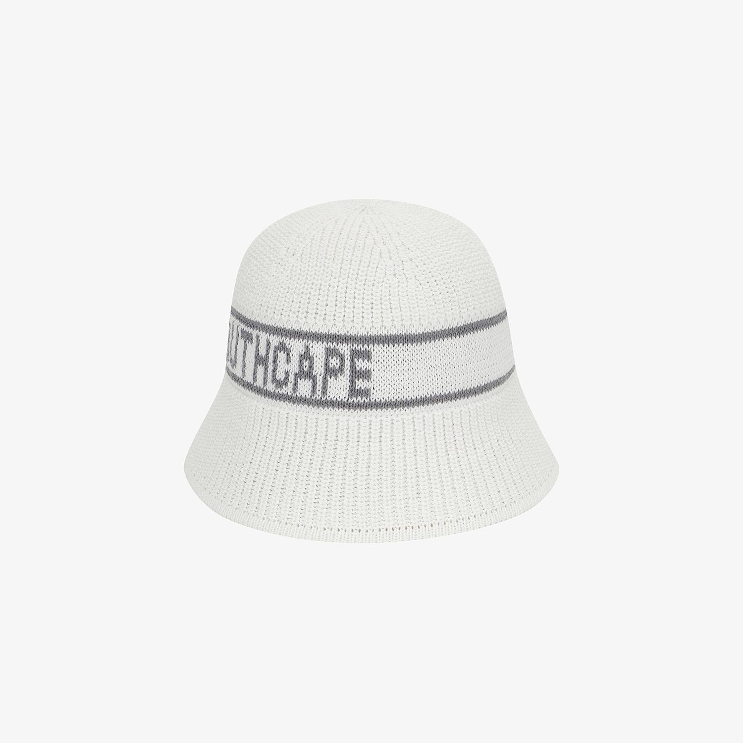 Mũ bucket knit nữ màu trắng chữ Southcape — ảnh 3