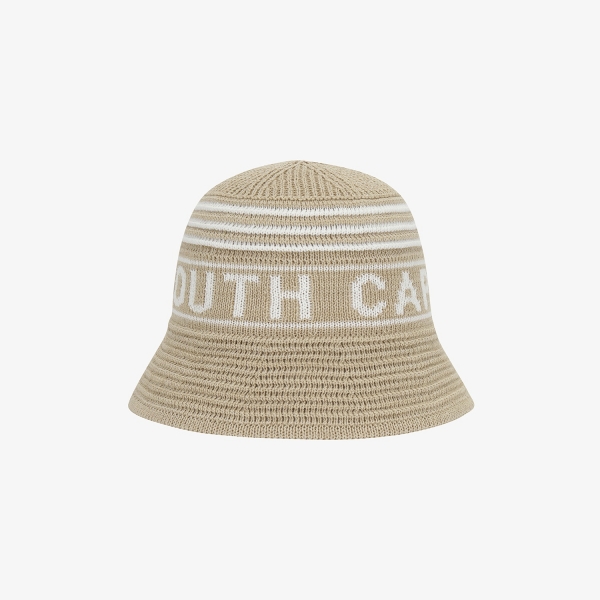 Mũ bucket len sọc chữ Southcape màu be