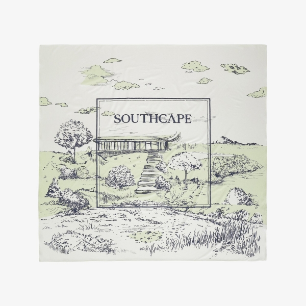 Khăn vuông phụ kiện golf nữ họa tiết tranh màu vàng nhạt — Southcape | Seoul Golf Fashion