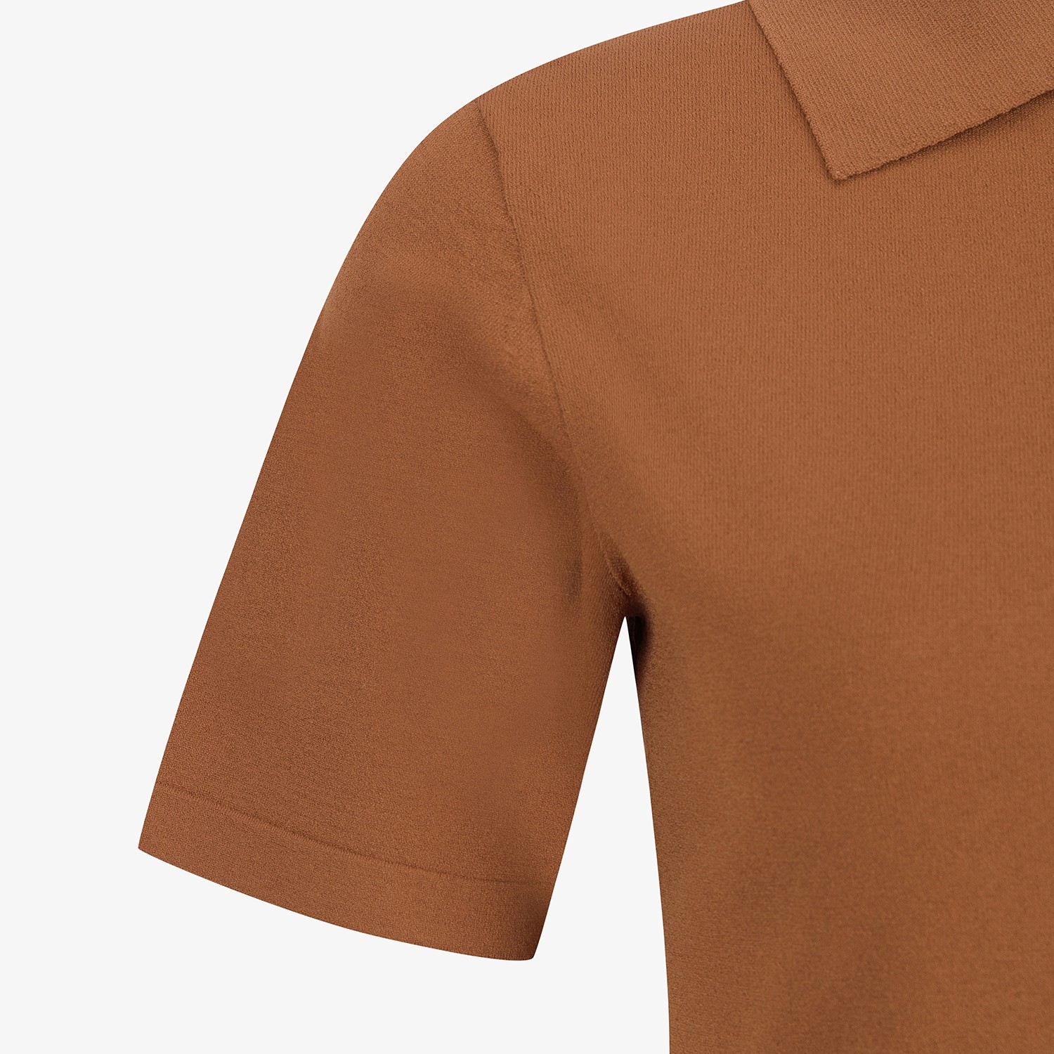 Áo knit golf nữ cổ bẻ tay ngắn màu nâu siena — ảnh 5