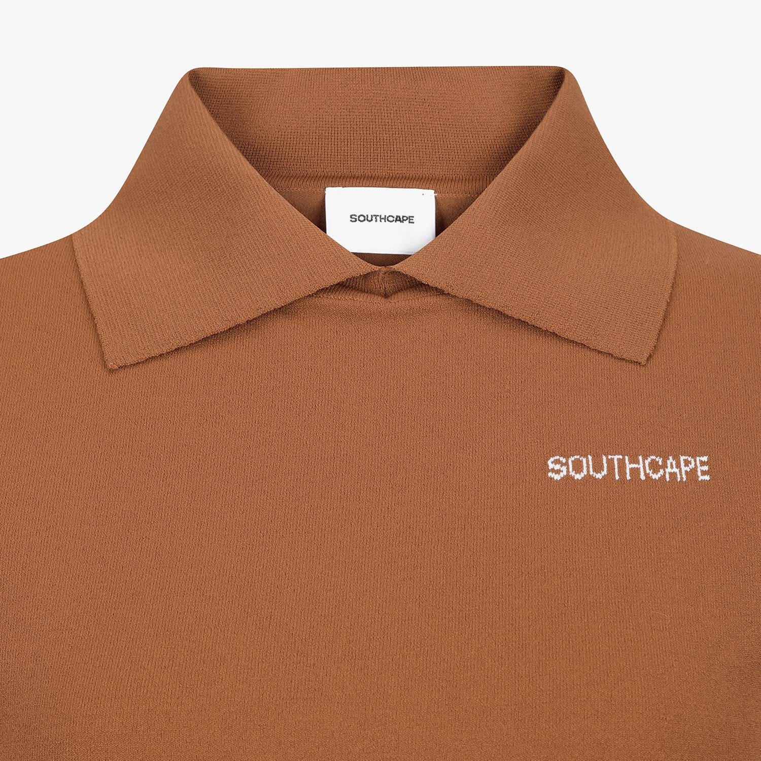 Áo knit golf nữ cổ bẻ tay ngắn màu nâu siena — ảnh 4