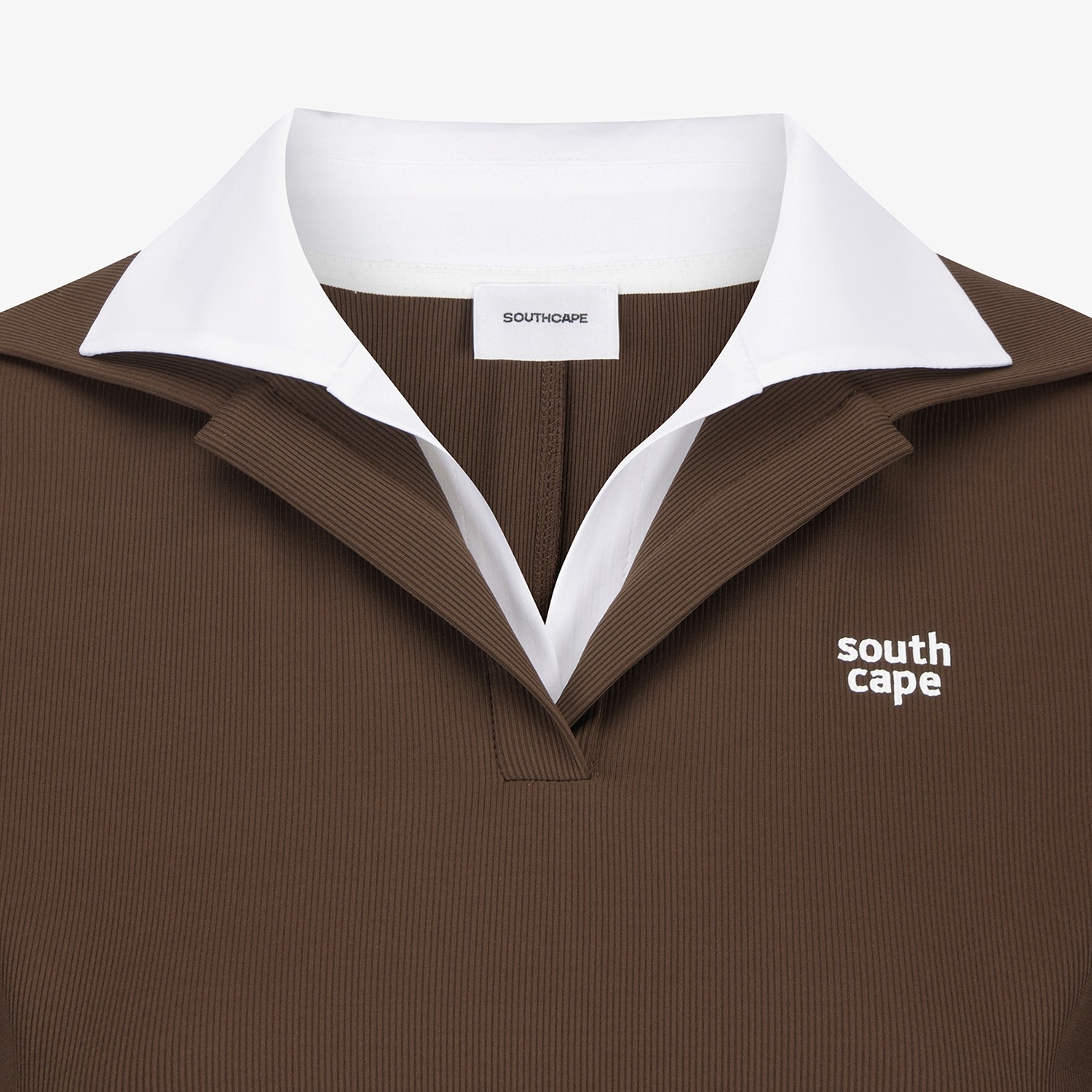 Áo golf nữ tay dài cổ ve phối màu nâu đậm — ảnh 4