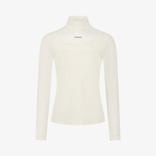 Áo golf nữ cổ lọ tay dài màu ngà — Southcape | Seoul Golf Fashion