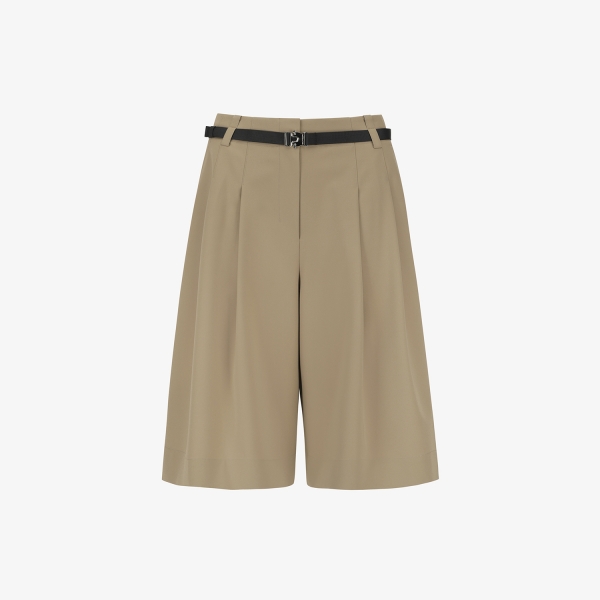 Quần golf nữ Southcape màu be ống rộng có thắt lưng đen
