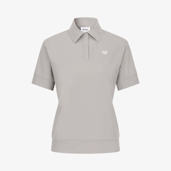 Áo golf nữ Southcape màu xám cổ bẻ tay ngắn phong cách tối giản