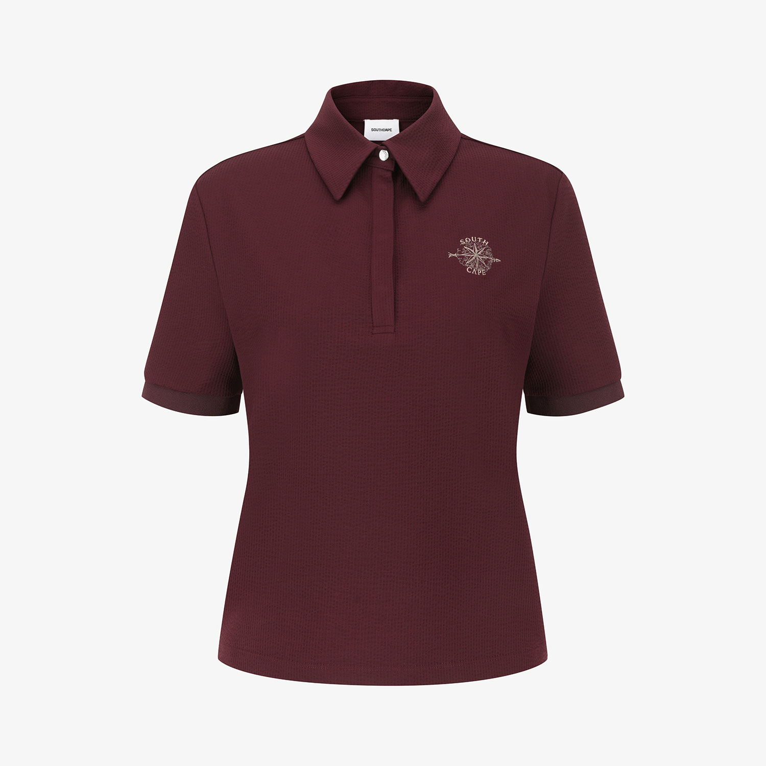 Áo golf nữ cổ bẻ tay ngắn màu đỏ rượu vang — ảnh 2