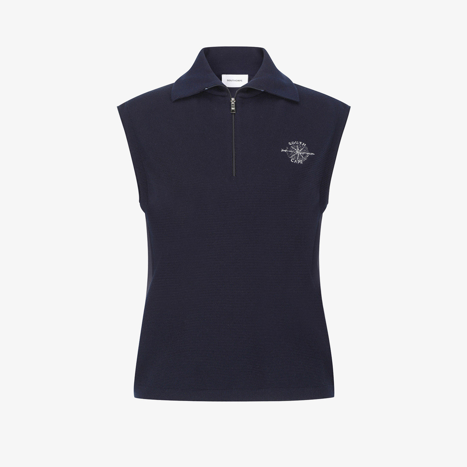 Áo vest golf nữ cổ bẻ dây kéo màu xanh navy đậm — ảnh 2