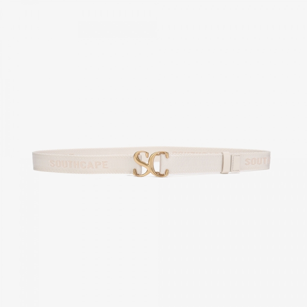 Thắt lưng golf nữ màu trắng logo kim loại — Southcape | Seoul Golf Fashion