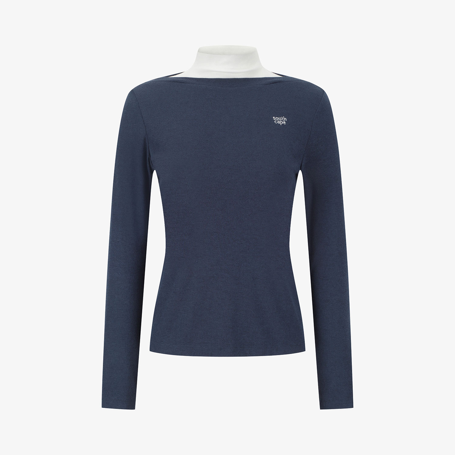 Áo golf nữ tay dài phối cổ cao trắng xanh navy — ảnh 2