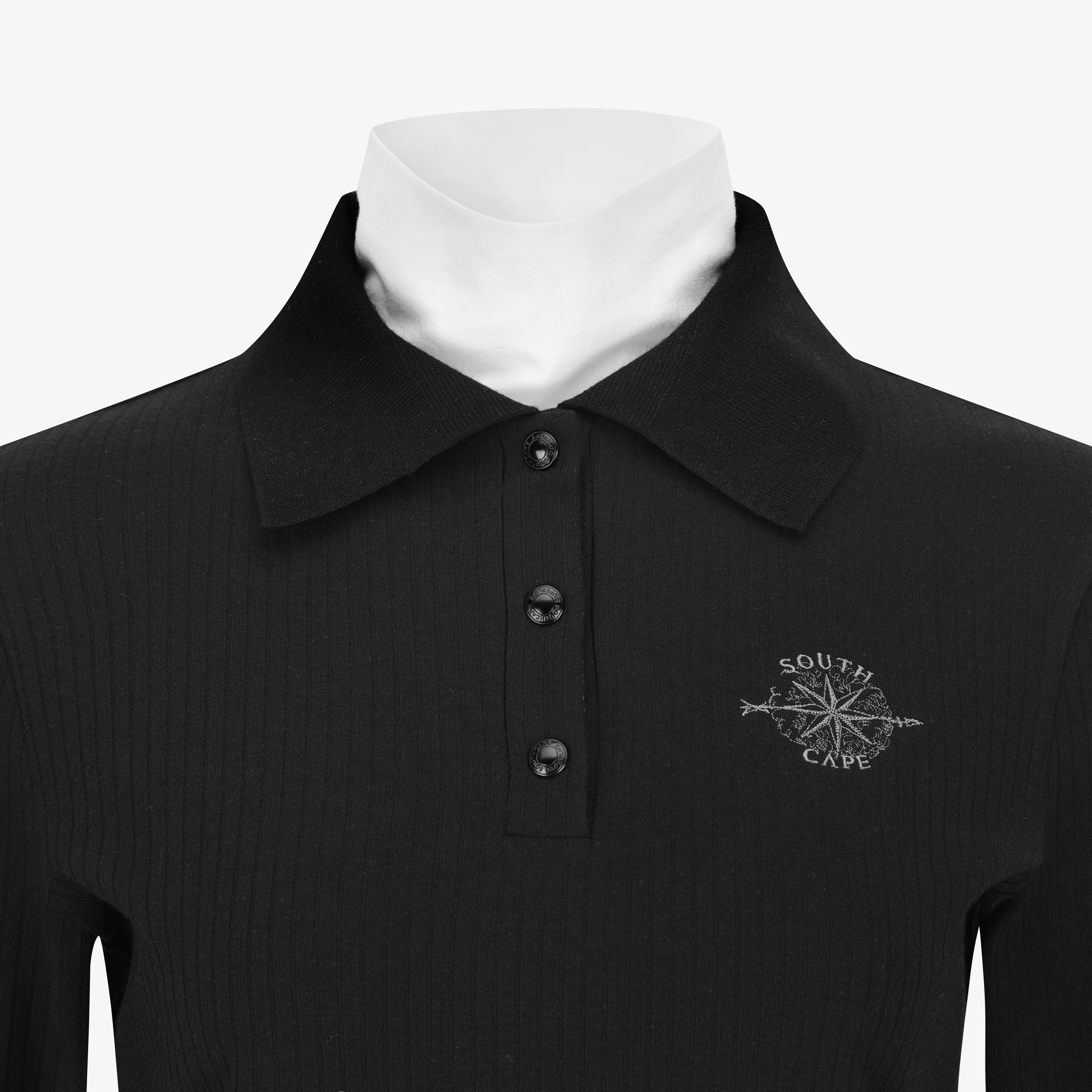 Áo golf nữ tay dài cổ bẻ màu đen — ảnh 4