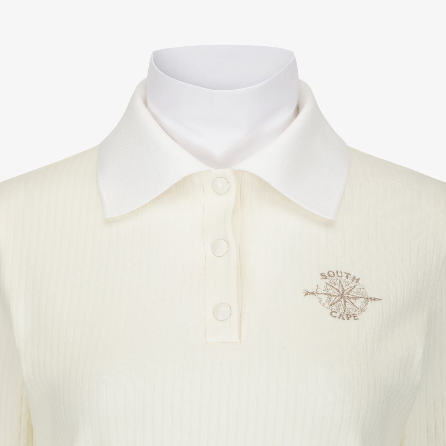 Áo golf nữ dáng basic cổ bẻ tay dài màu ngà — ảnh 4