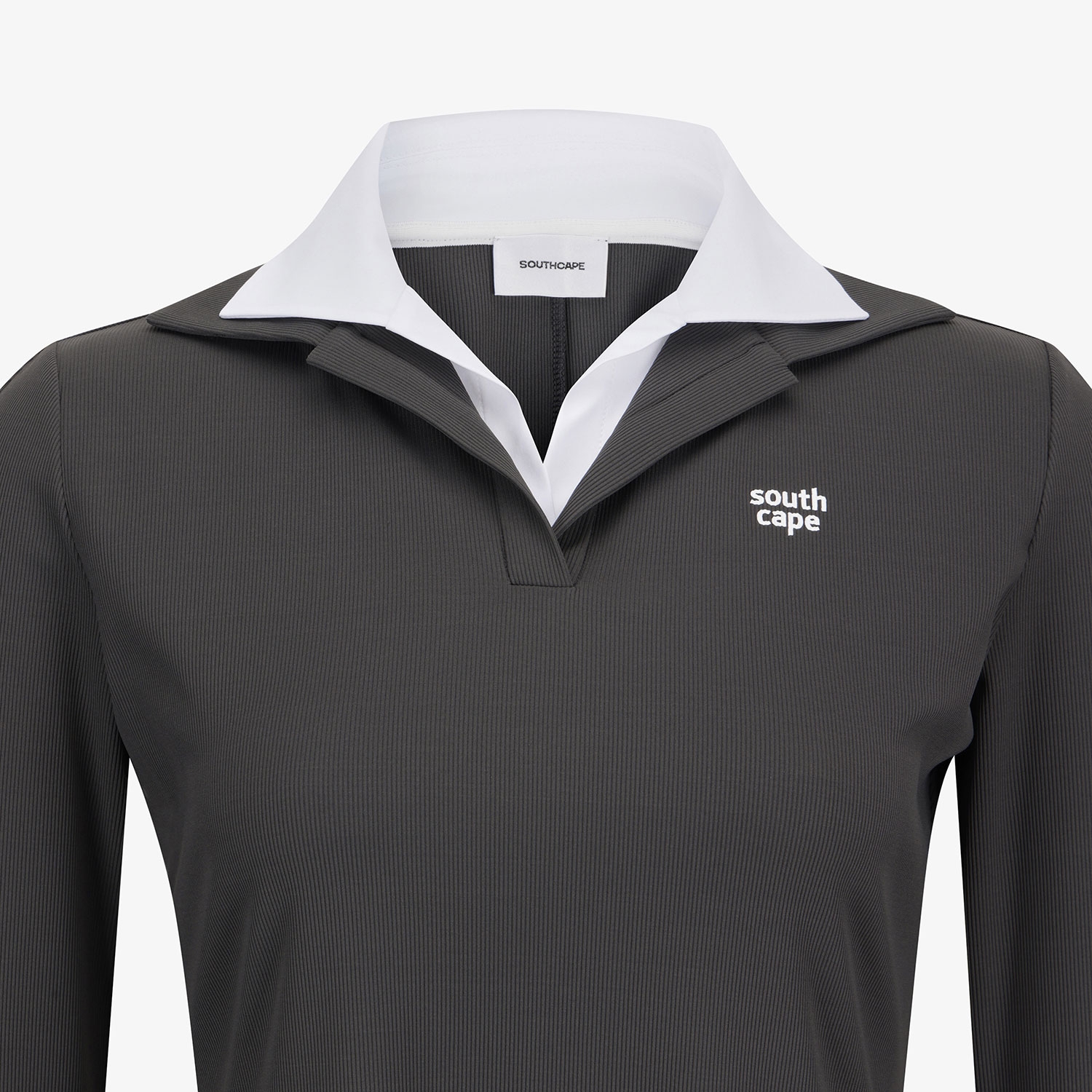 Áo golf nữ tay dài cổ bẻ phối màu xám đậm — ảnh 4