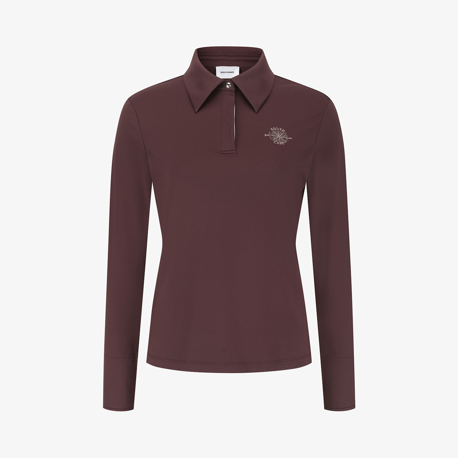 Áo golf nữ tay dài cổ bẻ màu đỏ rượu vang — ảnh 2